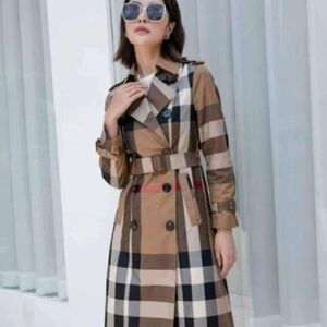 Burberry Beige and Black Checkered Coat